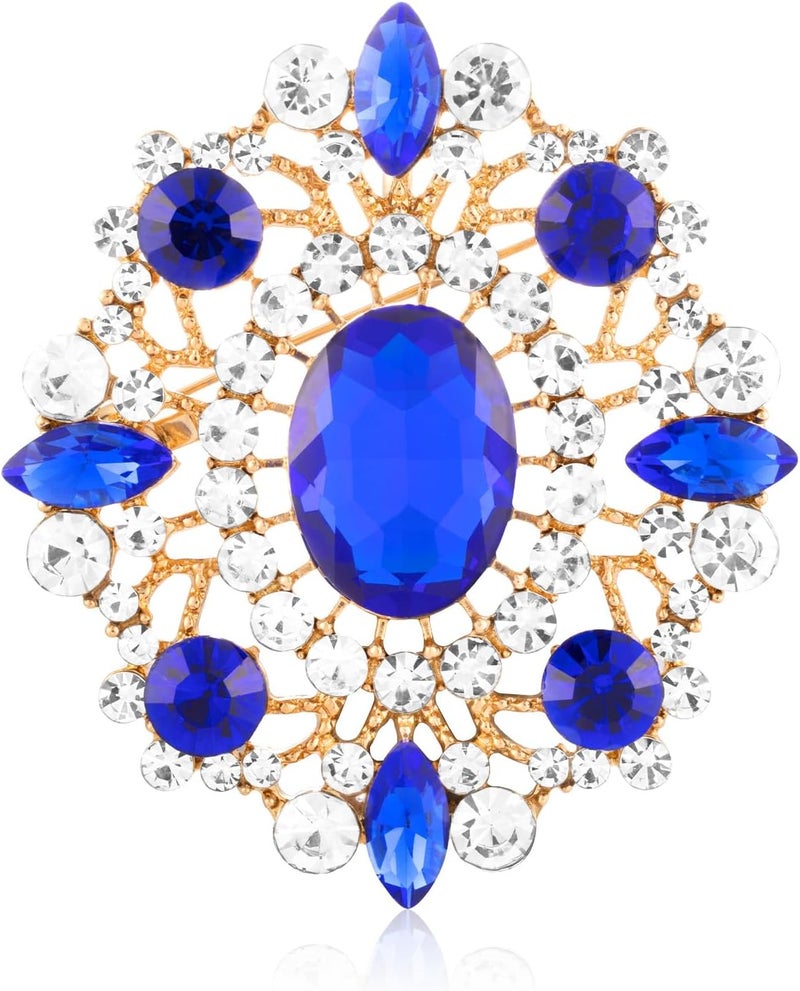 LAXPICOL Vintage Clear Austrian Crystal Brooch Pin for Women Elegant Wedding Bridal Brooches Broach Pin 1.69"*1.39" - Image 1